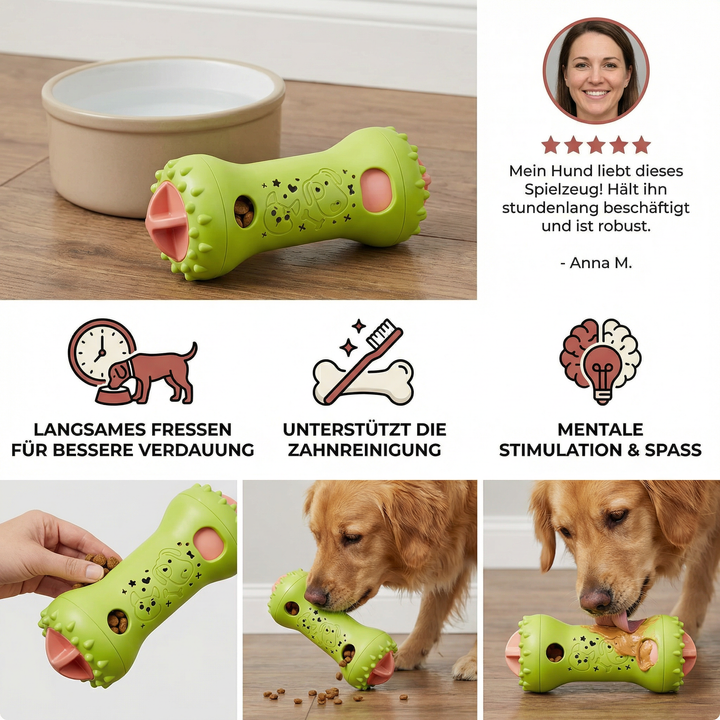 Aktivierender Snackspender Hundespielzeug hält Hunde beschäftigt & fördert spielerisches Lernen.