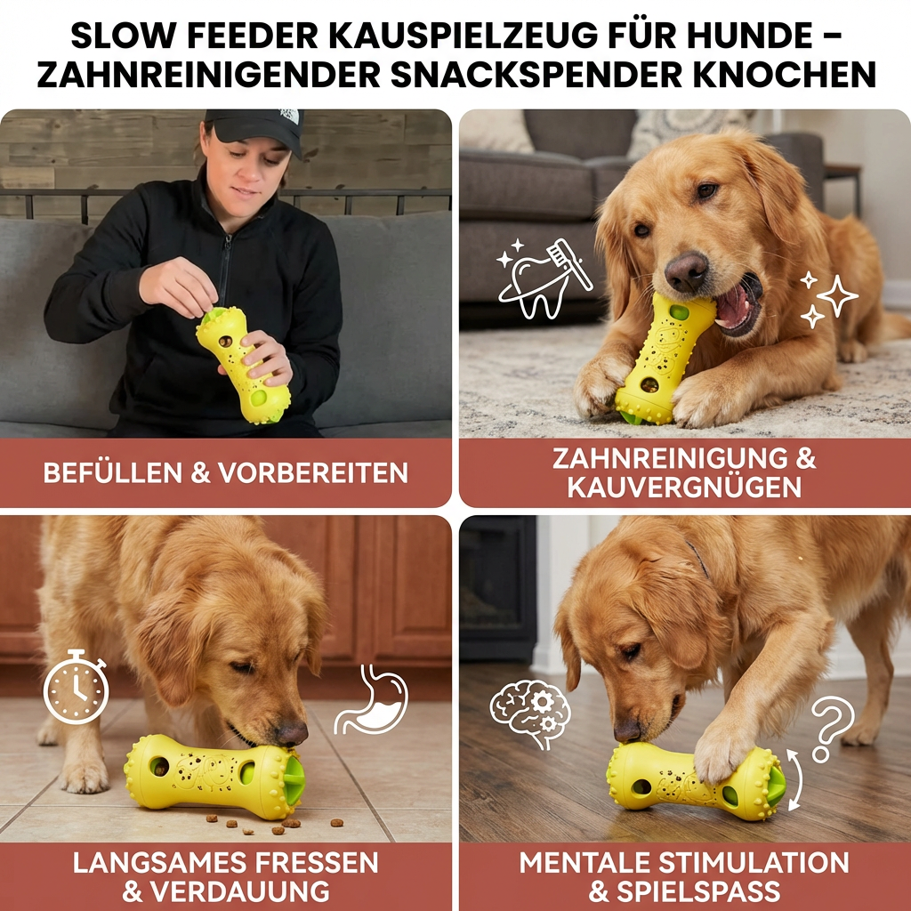 Effektives Zahnpflege Kauspielzeug für Hunde, reinigt Zähne und massiert Zahnfleisch spielerisch.
