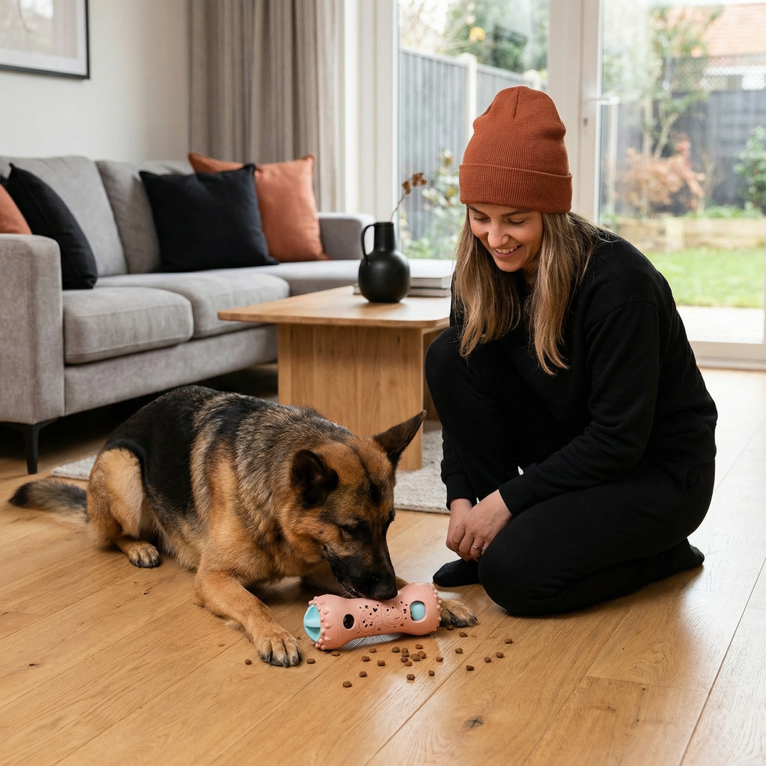 Vielseitiges Hundespielzeug, ideal als Futterspender, Snack-Ball & Zahnreinigungs-Kauspielzeug.