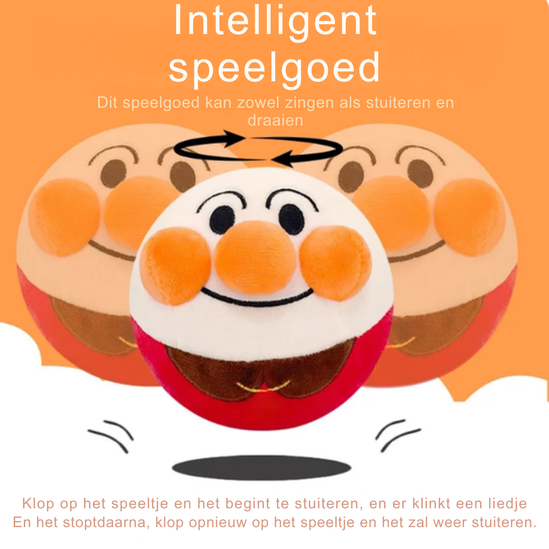 Glücklicher Hund spielt mit interaktivem, beweglichem Hundespielzeug. Fördert Aktivität & Spielmotivation.