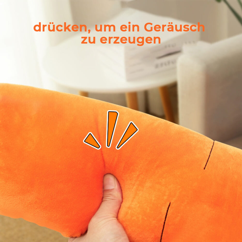 Lustiges interaktives Karotten-Hundespielzeug mit Quietscher regt den Spieltrieb an. Für stundenlangen Spaß.