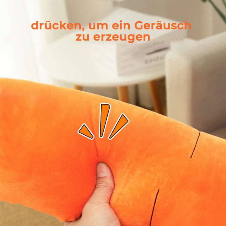 Lustiges interaktives Karotten-Hundespielzeug mit Quietscher regt den Spieltrieb an. Für stundenlangen Spaß.