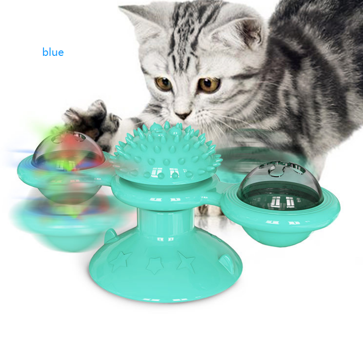 Interaktives Katzen Windmühlen Spielzeug TwirlPaws aus TPR-Material für aktives Katzenspiel.