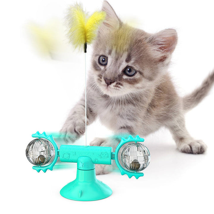 TPR Katzenspielzeug Windmühle TwirlPaws, Kratzstation interaktiv, ideal für Zahnpflege.