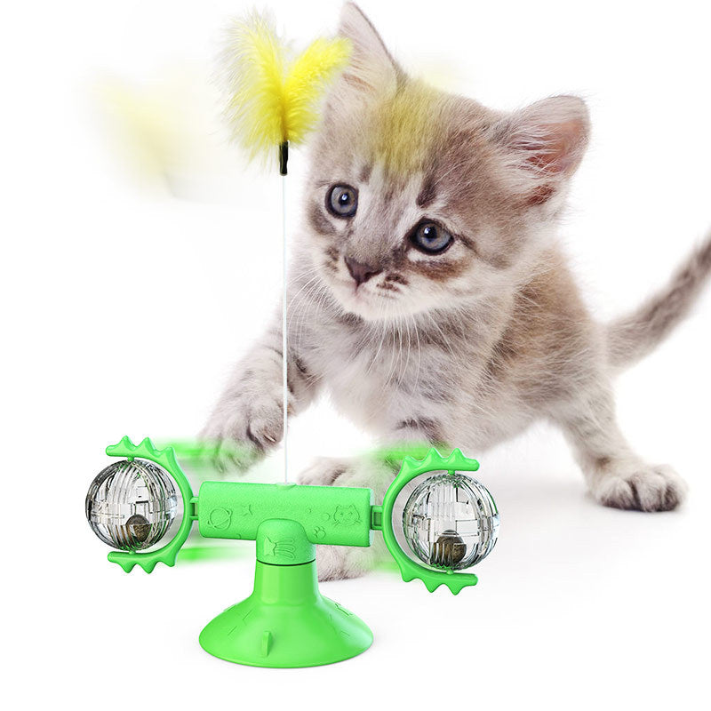 Katzen Windmühlen Kratz- und Spielstation TwirlPaws, TPR Spielzeug für aktive Katzen.