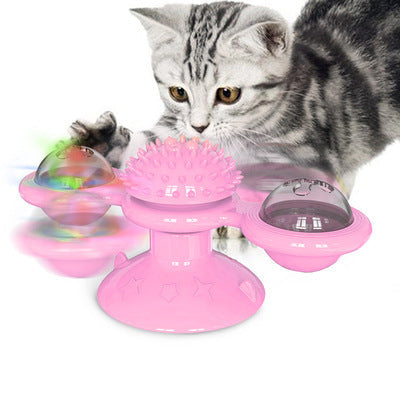 Kratzstation Windmühle für Katzen, TwirlPaws interaktives Spielzeug für Möbelschutz.