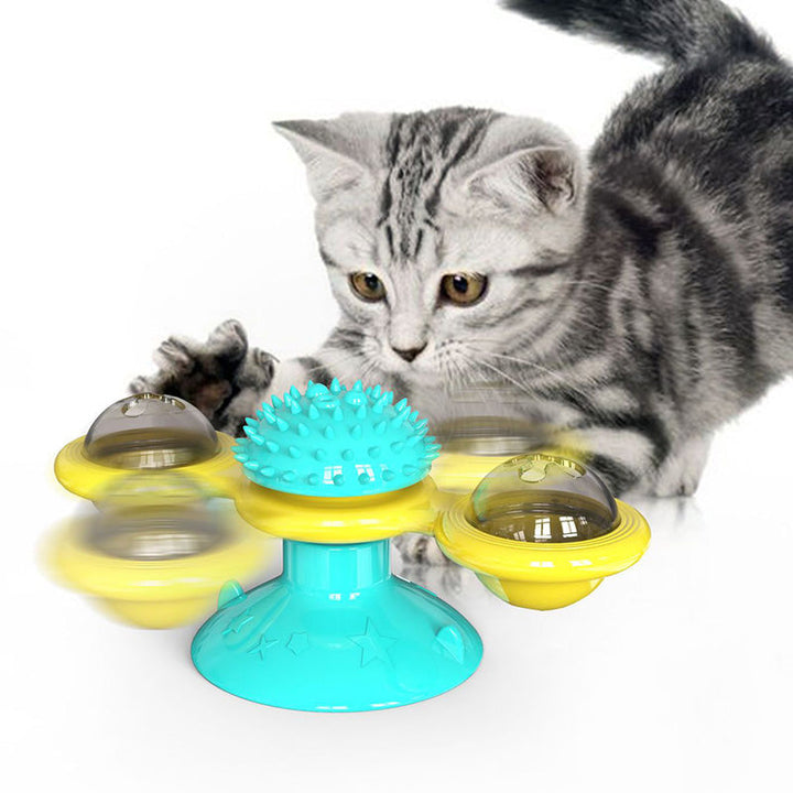 Katzen Windmühlen Spielstation TwirlPaws, TPR Spielzeug zum Kratzen & Spielen, Möbelschutz.