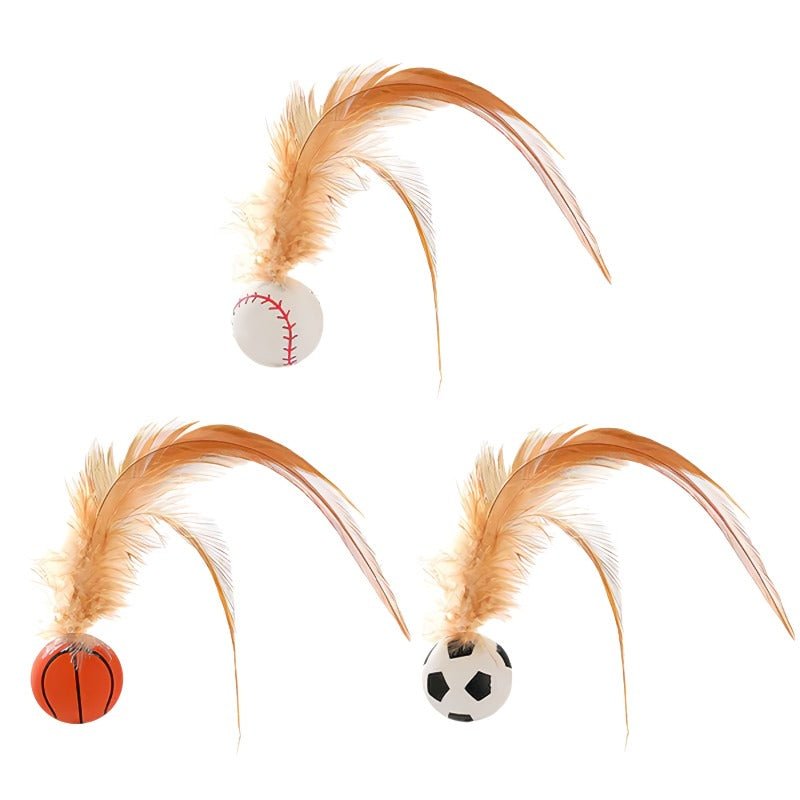 Vielseitiges Katzenspielzeug mit Federn und Silikon für langanhaltenden Spielspaß und Beschäftigung.