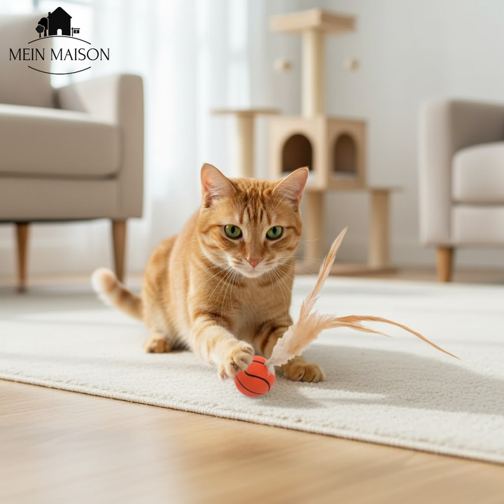 Katzenspielzeug Federball: Fördert Agilität, Bewegung und beugt Langeweile bei Haustieren vor.