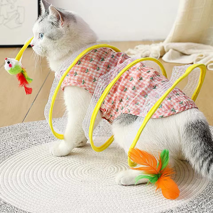 Interaktives Katzenspielzeug: grüne Spielspirale mit Ball fördert Jagdinstinkt & Beschäftigung für Katze & Kätzchen.