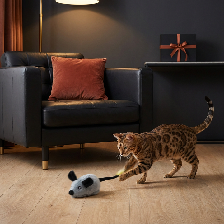 Interaktives Katzenspielzeug: Graue Spielmaus weckt Jagdinstinkt, sorgt für aktiven Spielspaß. Ideal für jede Katze.