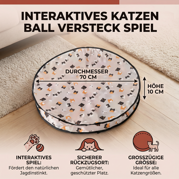 Katzenspielzeug interaktiv: Ball Versteck gegen Langeweile. Fördert Jagdtrieb & Bewegung für zufriedene Katzen.