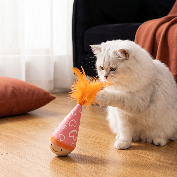 Vielseitiges interaktives Katzenspielzeug mit Feder, ideal zur täglichen Beschäftigung und gegen Langeweile.