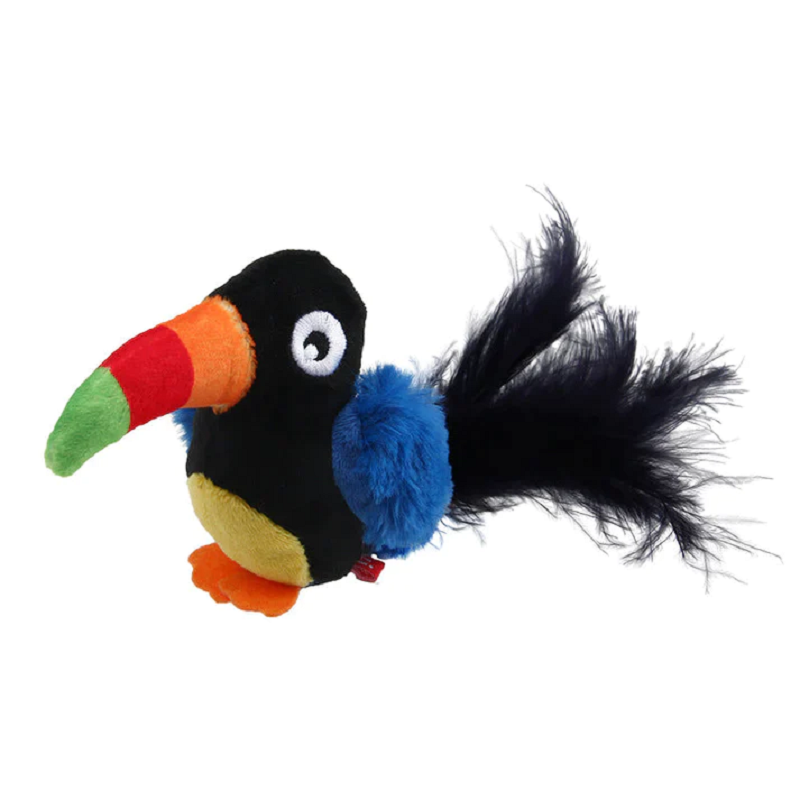 Feder-Katzenspielzeug, interaktiv, mit Vogelzwitscher-Sound, perfekt für den Jagdinstinkt.