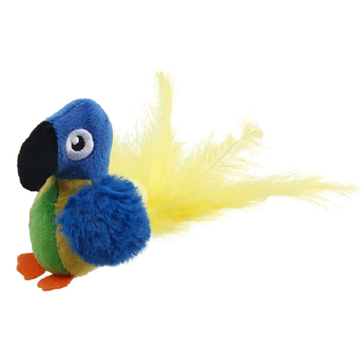 Wiederaufladbares Katzenspielzeug ChirpBird, Plüsch, Feder, realistisches Vogelzwitschern.
