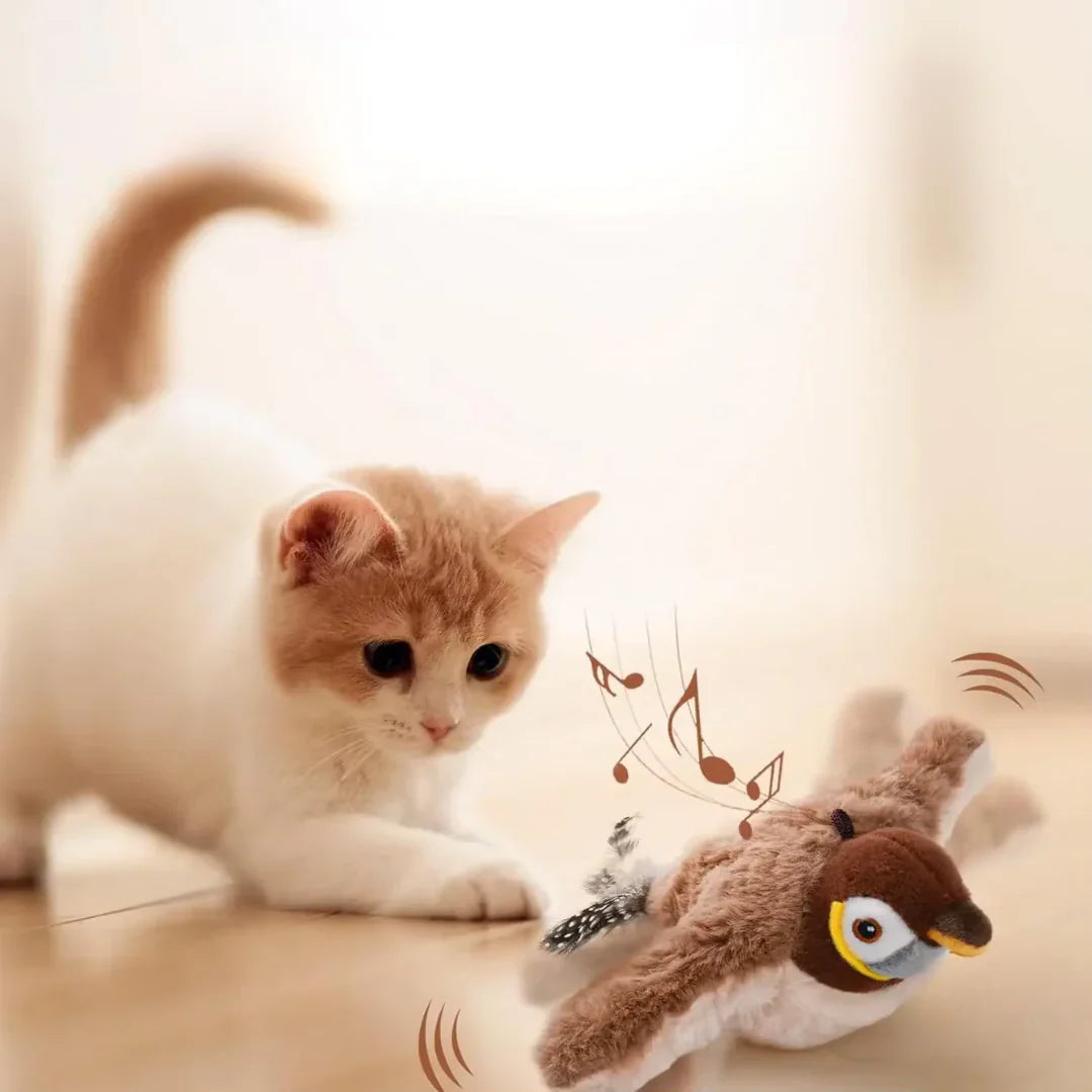 Interaktives Katzenspielzeug: Realistischer Flattervogel weckt den Jagdinstinkt aktiver Katzen für endlosen Spielspaß.