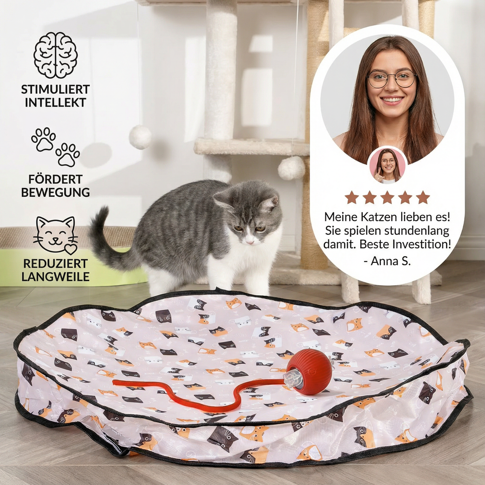 Katzen Versteckspiel mit Spielbällen; interaktives Katzenspielzeug zur Beschäftigung des Jagdtriebs.