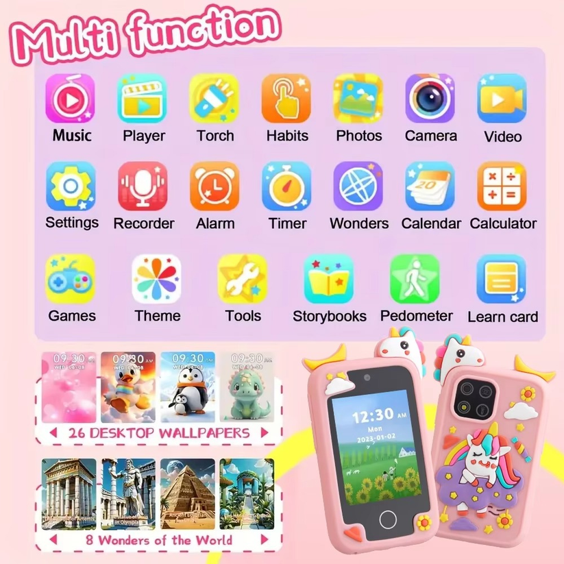 Pädagogisches Kindertelefon, interaktives Smartphone Spielzeug für Babys und Kleinkinder als Lernhilfe.