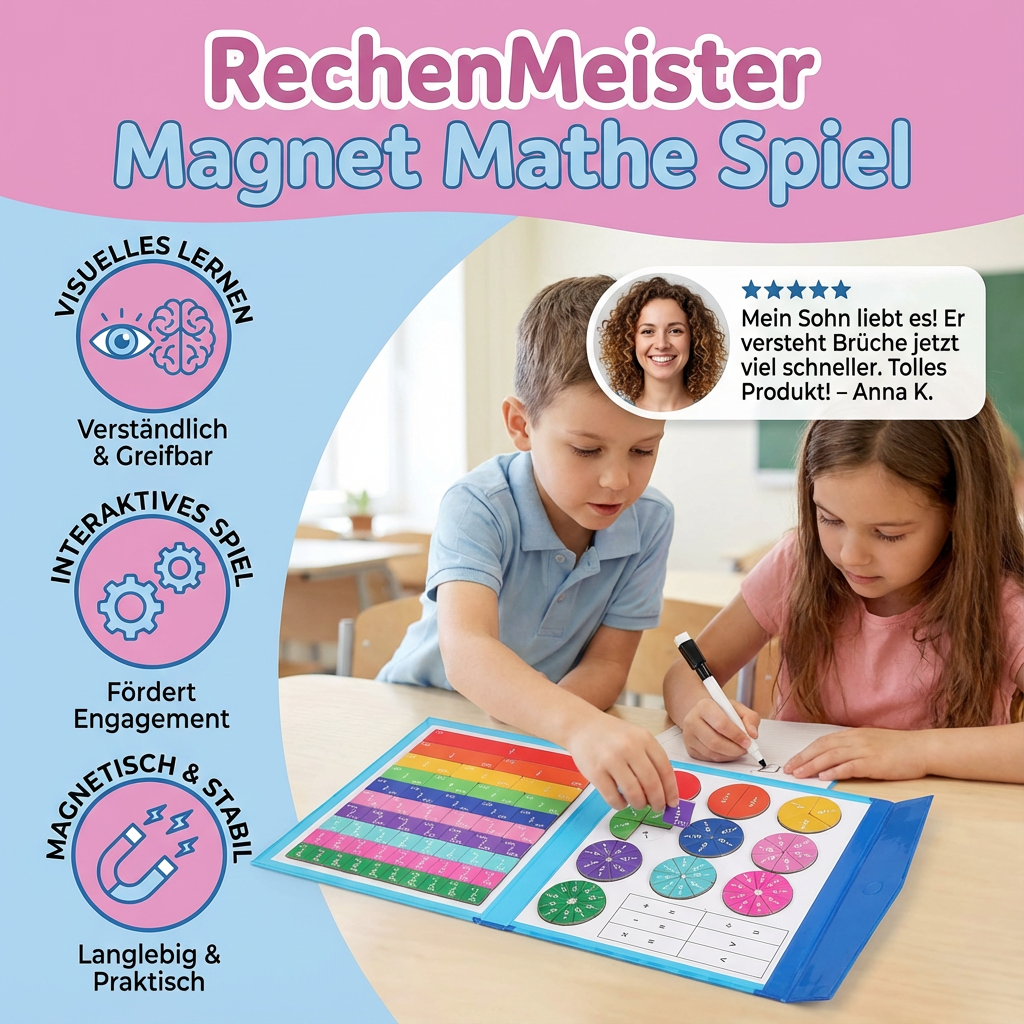 Schulvorbereitung leicht gemacht: Mathe Lernspiel für Kinder zum Üben von Rechnen, Brüchen & Dezimalzahlen.