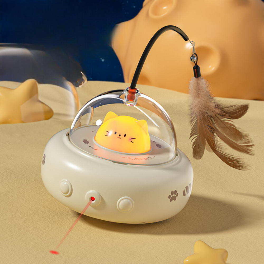 Katzen UFO Laserspielzeug animiert zum Spielen. Sorgt für Bewegung und weckt den Jagdinstinkt der Katze.