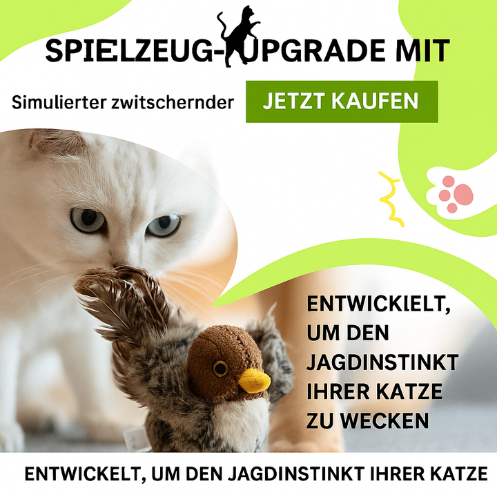 Interaktives Vogel-Katzenspielzeug mit bionischen Geräuschen; stimuliert Jagdinstinkt für Stubenkatzen.