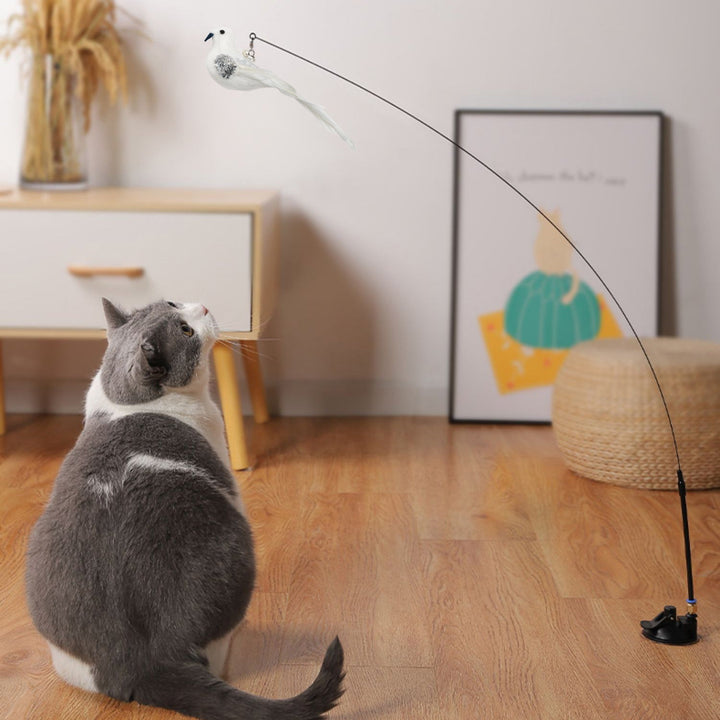 Interaktives Vogel-Katzenspielzeug für spielerische Bewegung und geistige Anregung der Katze.