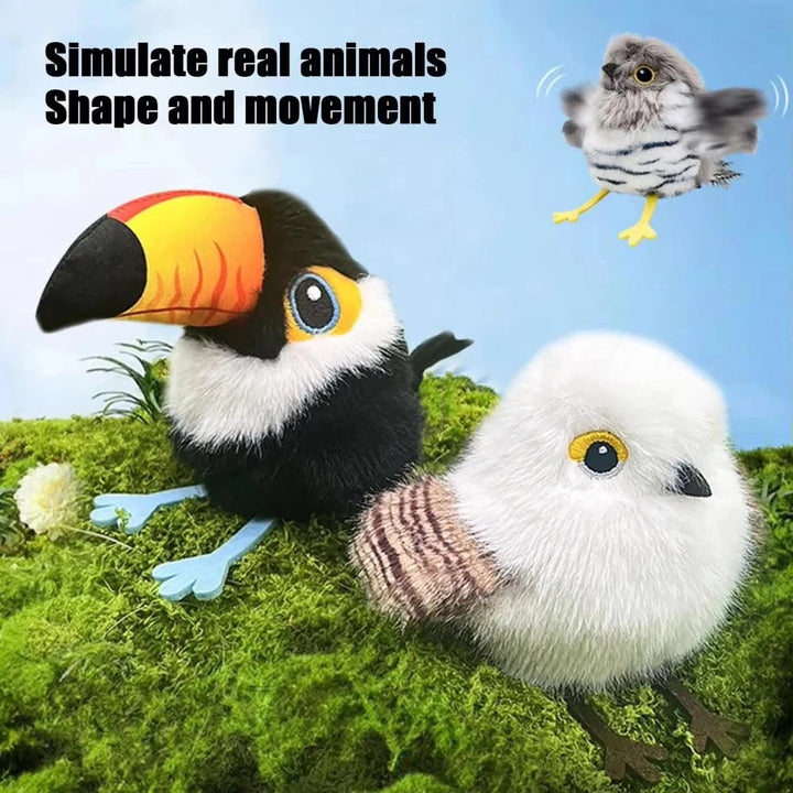 Realistisches Zwitschern & Flattern: Vogel Katzenspielzeug für spannende Jagdspiele & effektive Katzen Beschäftigung daheim.