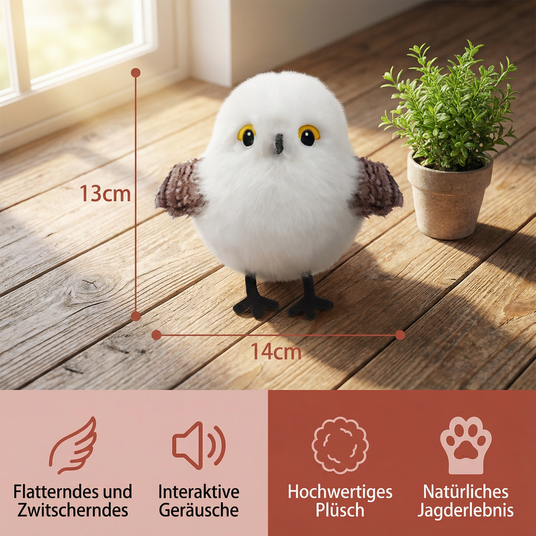 Vogel-Katzenspielzeug mit Zwitscher-Sound. Ideal für Stubentiger, fördert den Spieltrieb und vertreibt Langeweile.