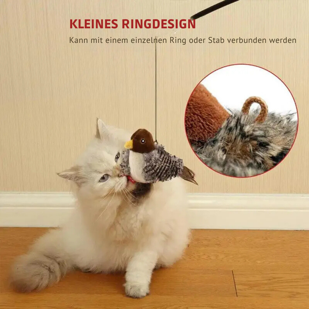 Lebensechtes zwitscherndes Vogelspielzeug für Katzen; fördert spielerisch den natürlichen Jagdinstinkt Ihres Haustiers.