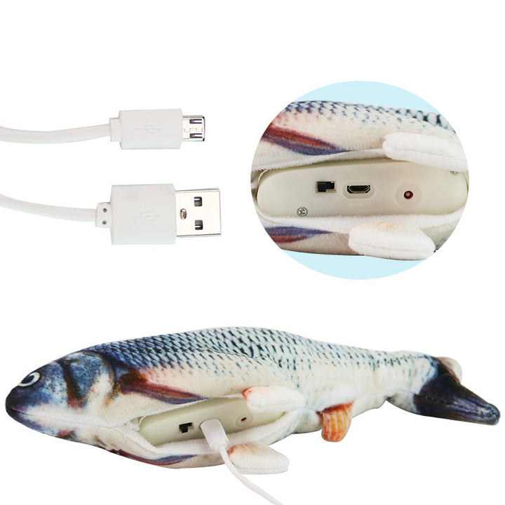 Dynamisches Zappelfisch Hundespielzeug mit USB-Ladefunktion. Interaktives fischförmiges Haustier-Spielzeug.