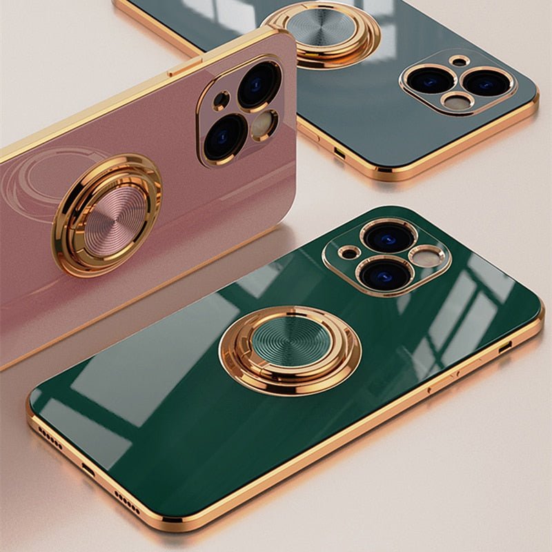 iPhone Schutzhülle mit Ringhalter & Metallständer für optimalen Fallschutz. Universell für alle iPhone Modelle.