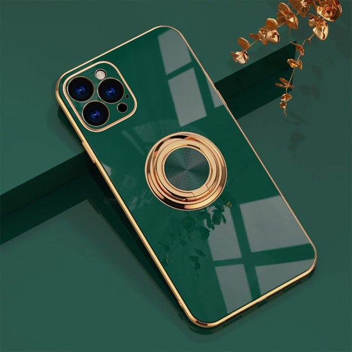 Handyhülle mit integriertem Ringhalter für sicheren Halt und komfortable Einhandbedienung deines iPhones.