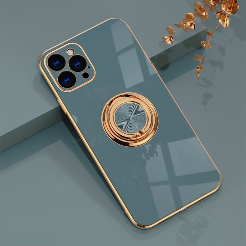 Robuste iPhone Hülle mit ausklappbarem Metallständer für bequemes Ansehen von Videos im Querformat.