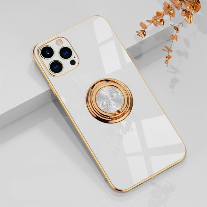 Praktische Schutzhülle für iPhone mit Ringhalter & Metallständer. Bietet sicheren Halt und freihändiges Videovergnügen.