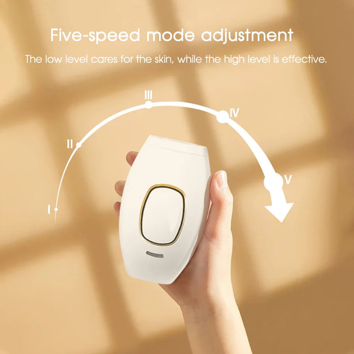IPL Haarentferner für Frauen, weiß, ergonomisches Design für schmerzfreie, dauerhafte Haarentfernung zu Hause.