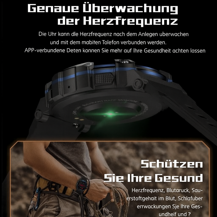 Wasserdichte IronForce Pro Sportuhr am Handgelenk; perfekt für Schwimmen & Outdoor-Aktivitäten.