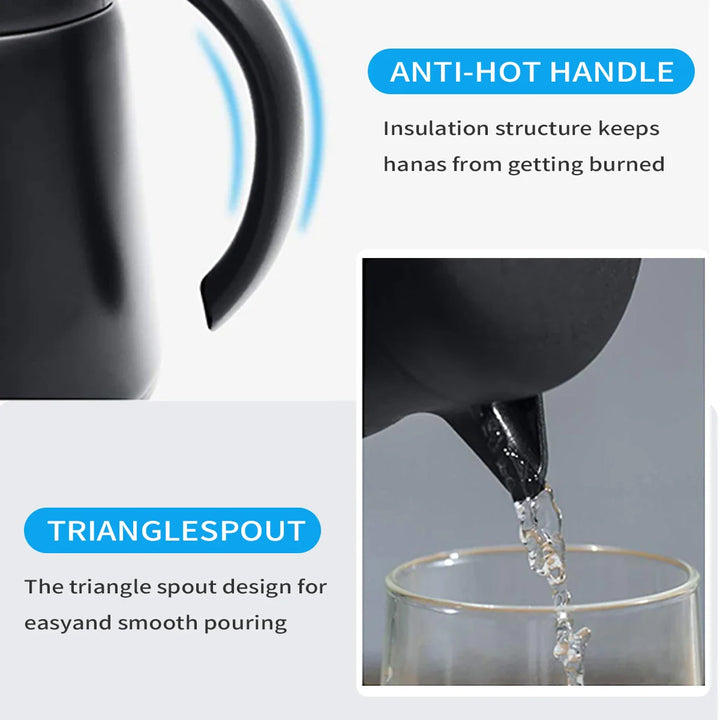 Vakuumisolierte Edelstahlkanne 0,5 L für langanhaltend heißen Kaffee oder kalten Tee. Doppelwandig & dicht.