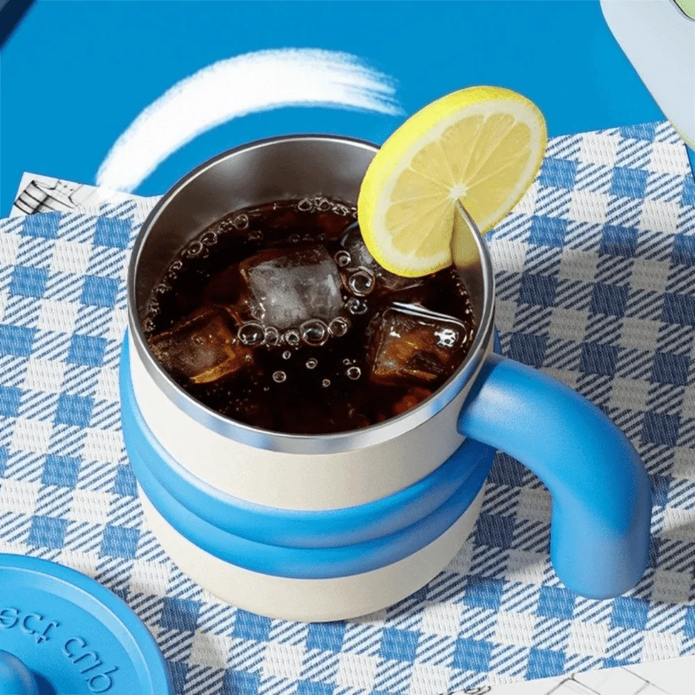 Vielseitiger Edelstahl-Getränkebecher mit süßem Design, als Kaffeebecher oder für Tee nutzbar, ein süßes Accessoire.