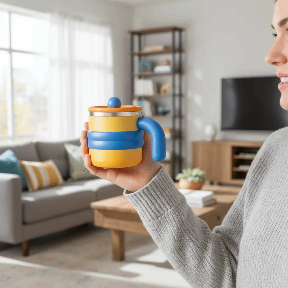 Origineller Isolier-Kaffeebecher mit süßem Design, eine super Geschenkidee für jeden Kaffeeliebhaber.