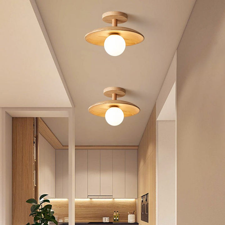 Stilvolle japanische Deckenlampe aus Holz, ideal als LED-Wohnzimmerlampe oder Flurbeleuchtung für modernes Zuhause.