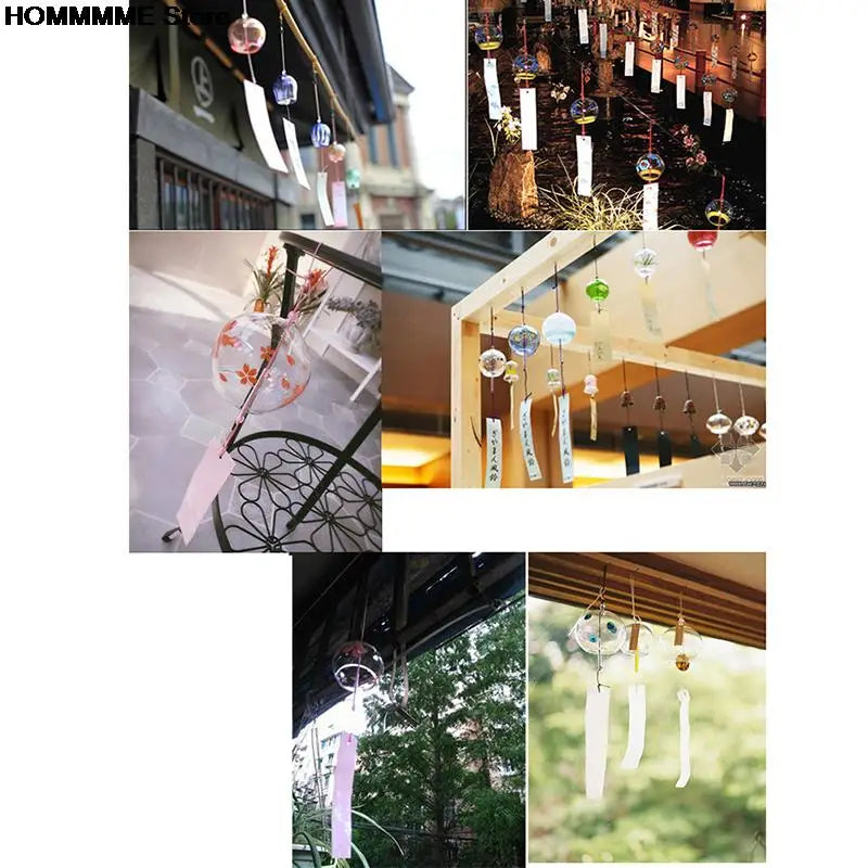 Handgefertigte japanische Glas-Windglocke Fūrin Hanabira. Ästhetische Gartendeko mit sanftem, klarem Klang.