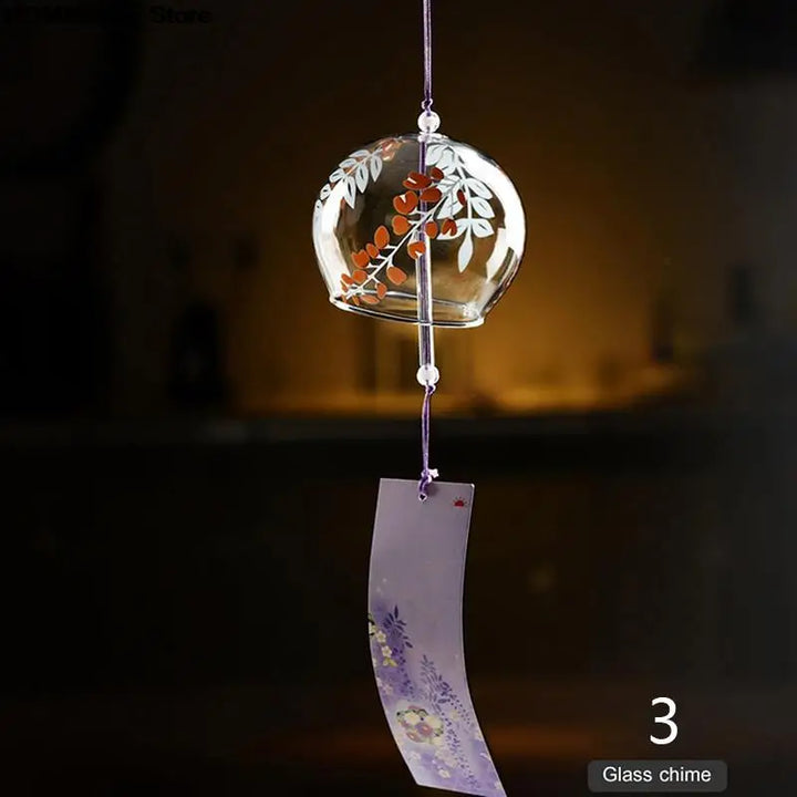 Elegante japanische Glas-Windglocke Fūrin. Handgefertigte Glasdeko für Garten, Balkon und Wohnzimmer.