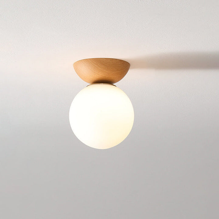 Minimalistische LED Deckenleuchte aus Walnussholz im japanischen Design, für alle Räume.