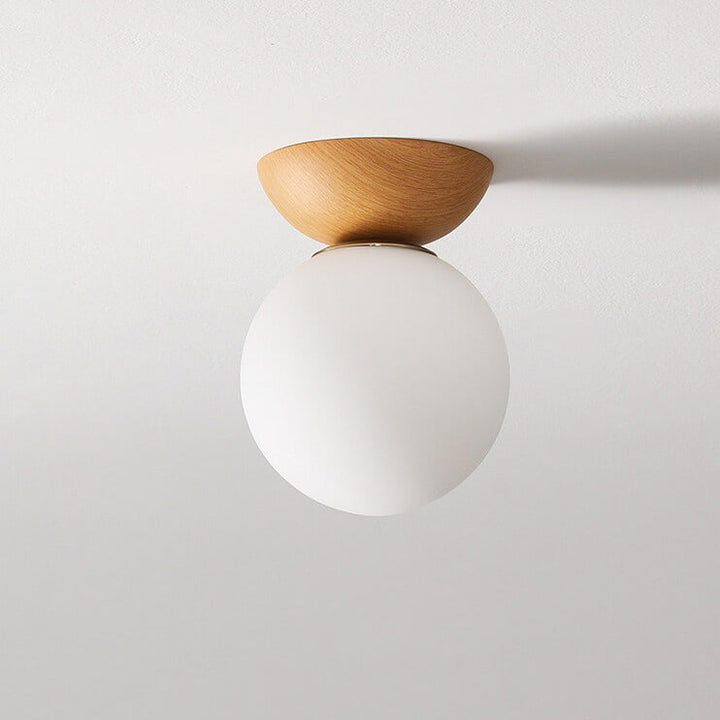 Elegante japanische LED Plafondlampe aus Holz, Walnuss, für modernes Wohnzimmer.