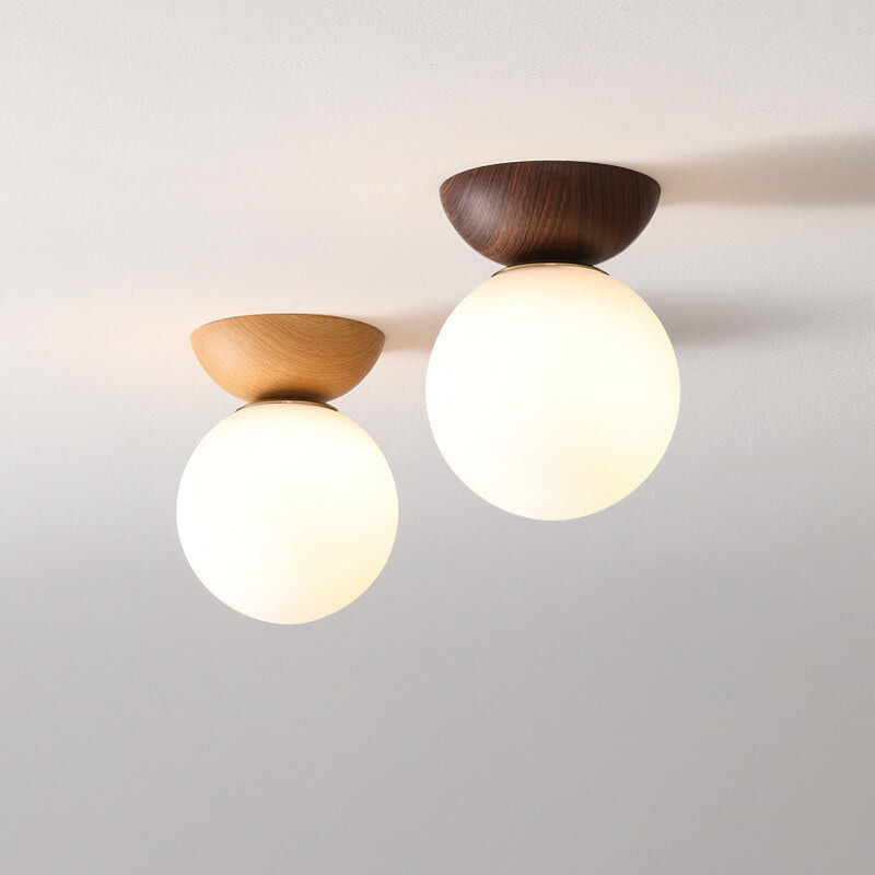 Walnussholz LED Deckenleuchte, japanisch inspiriertes Design, schafft ruhige Atmosphäre.