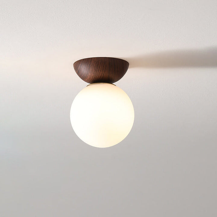 LED Deckenleuchte Walnuss Renji, japanisches Design, warmes Licht für Wohn- und Schlafräume.
