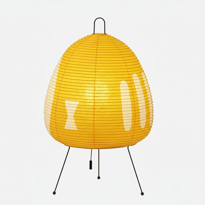 Moderne Reispapier Tischlampe im japanischen Stil, minimalistisches Statement für sanfte Raumbeleuchtung.