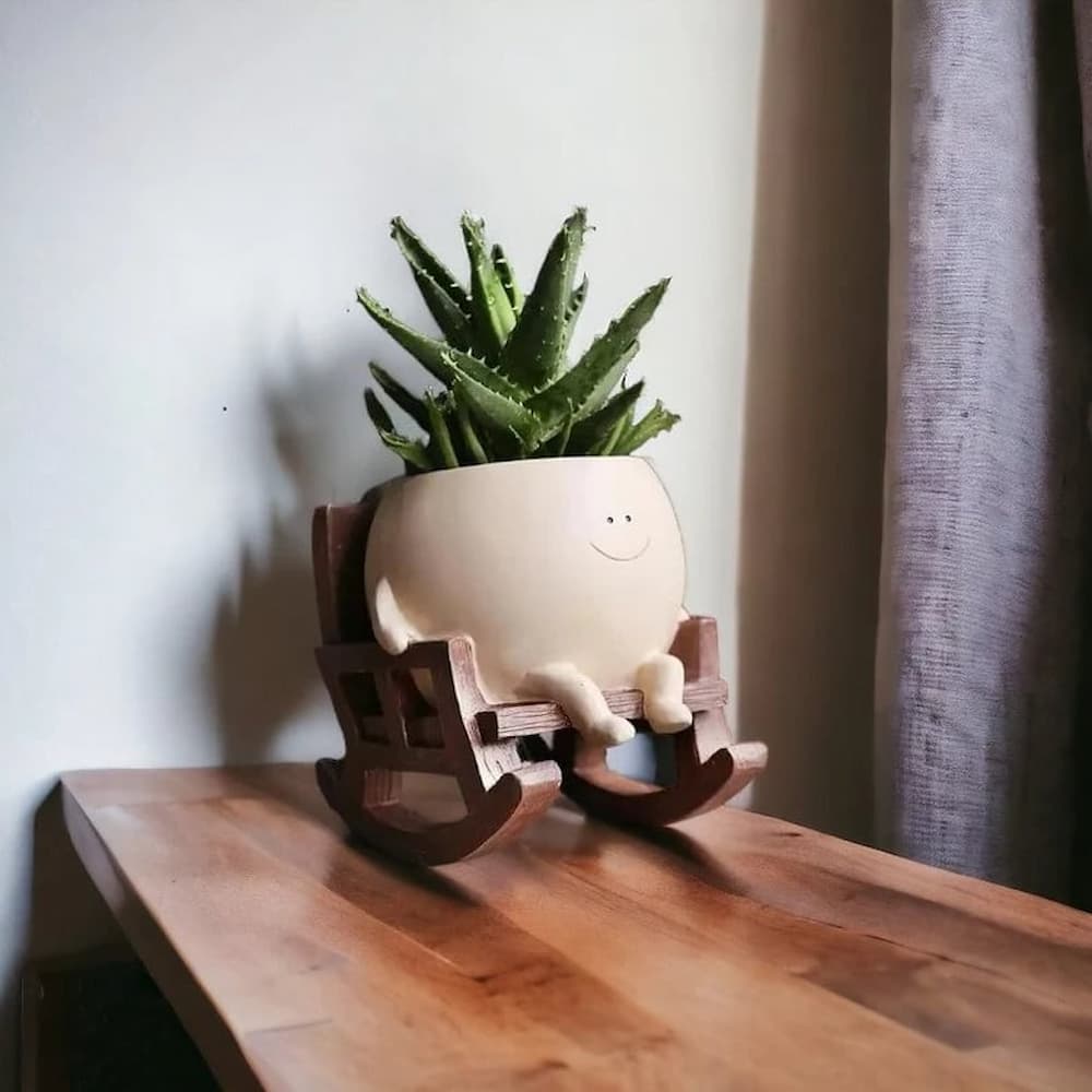 JollyPot Pflanzgefäß mit Schaukel-Design. Dekorativer Blumentopf für Sukkulenten und kleine Pflanzen.