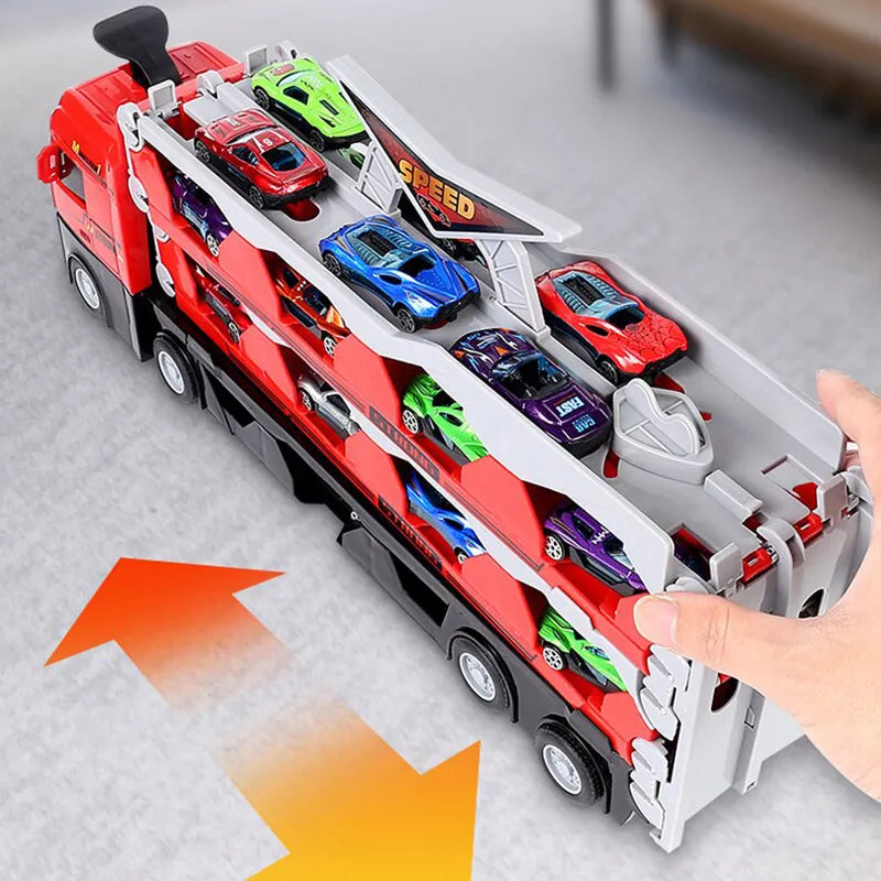 Jungen Renn-Truck Set: Interaktive Spielzeug-Rennstrecke für kreativen Fahrspaß und spannende Fahrzeug-Rennen.