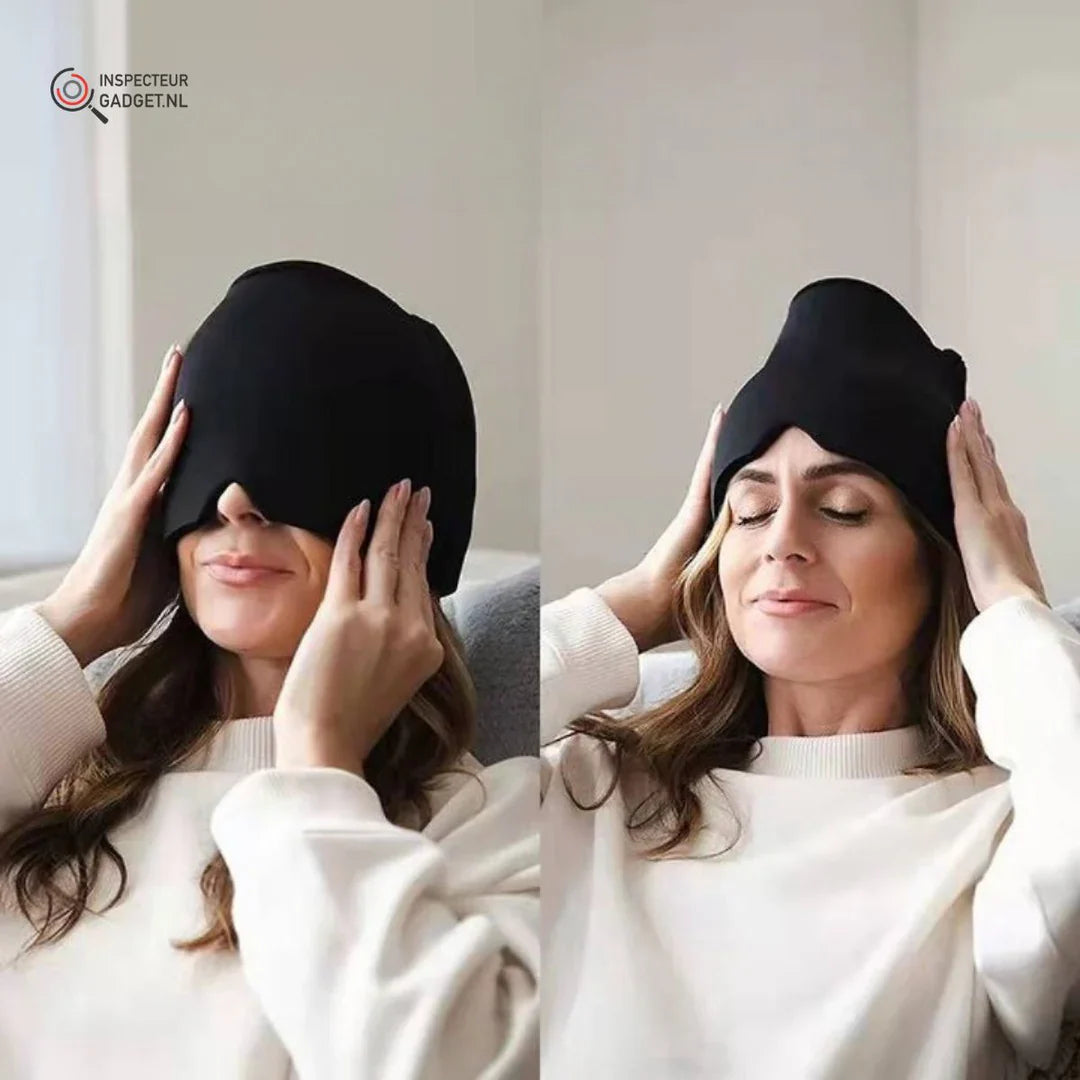 Kühl- und Wärmemaske zur Kopfschmerzlinderung. Flexible Therapiemaske für Migräne, Augen & Entspannung.